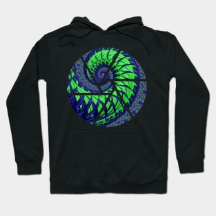 Seattle Blue and Green Spiral Fractal Hoodie